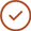 A simple orange checkmark inside a circle on a black background.